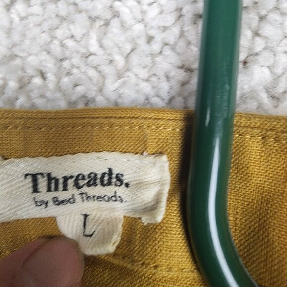 Threads by Bed Threads Linen Lounge Shirt Womens Large Mustard Long Sleeve USA - Picture 4 of 5